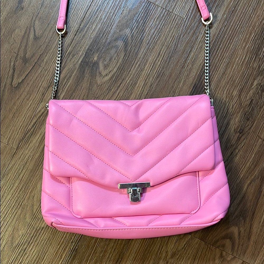 a new day Pink Quilted Crossbody Bag with Flap Closure